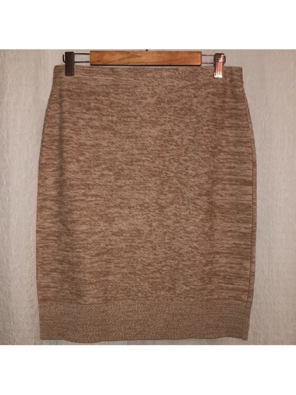 W by Worth M Heathered Honey Nut Wool Knit Midi Skirt